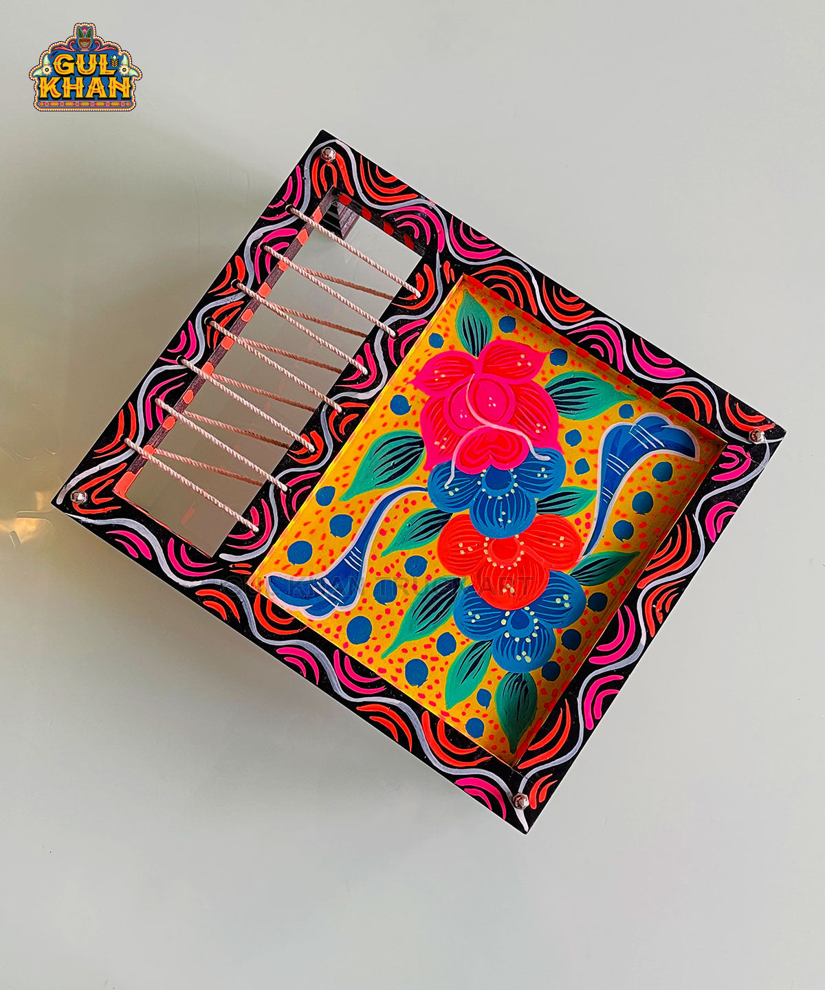 Charpai Handpainted Tray 0062 - Gul Khan Truck Art