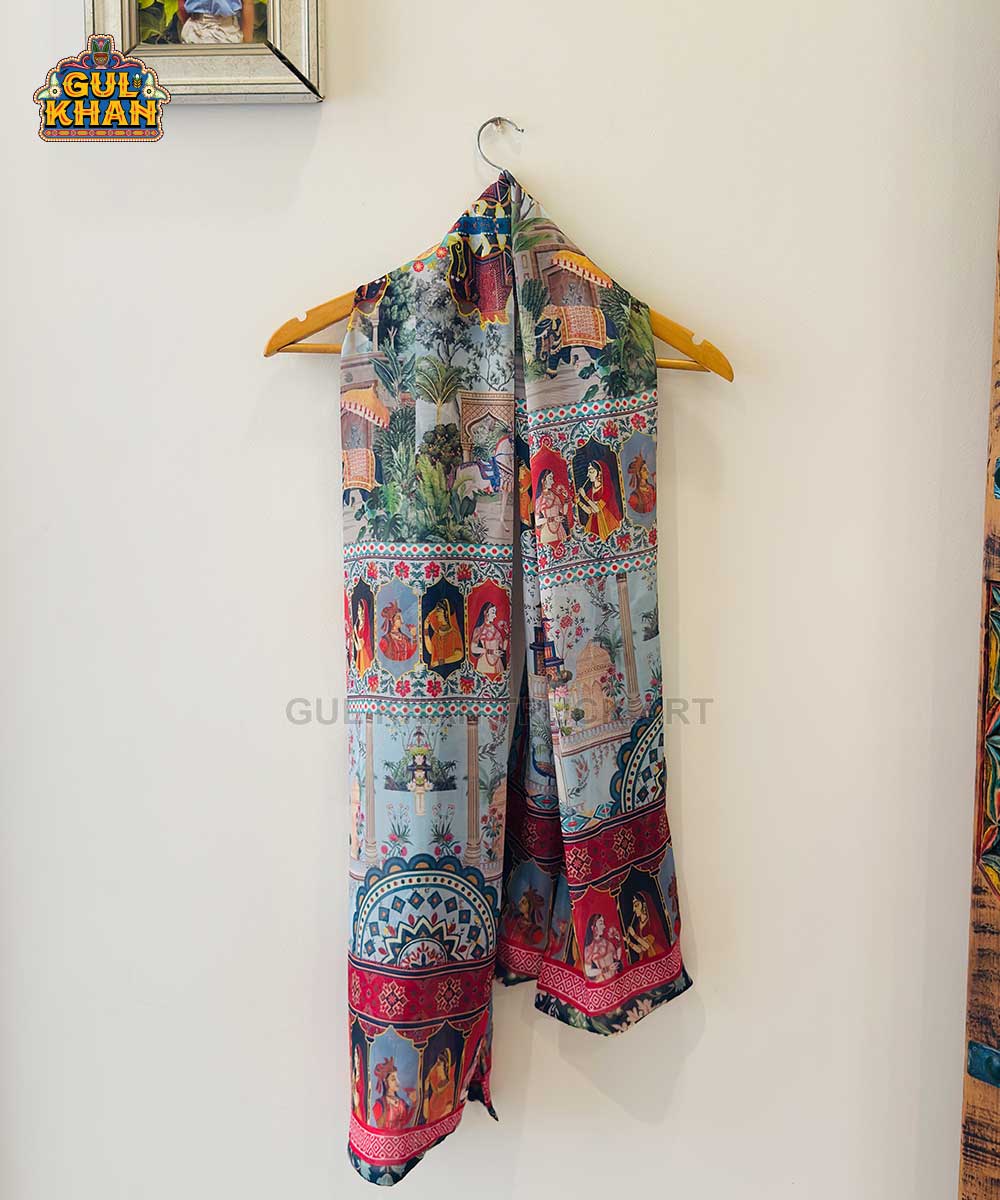 Mughal Artisan Inspired Printed Stole - Gul Khan Truck Art