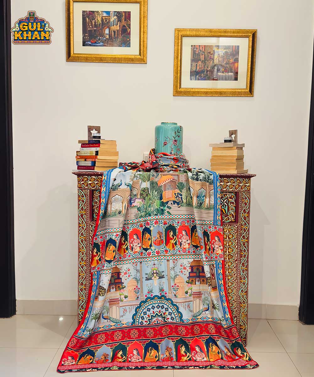 Mughal Artisan Inspired Printed Shawl 02 - Gul Khan Truck Art