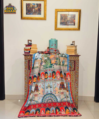Mughal Artisan Inspired Printed Shawl 02 - Gul Khan Truck Art