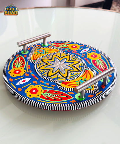 Round & Blue  Truck Art Serving Tray