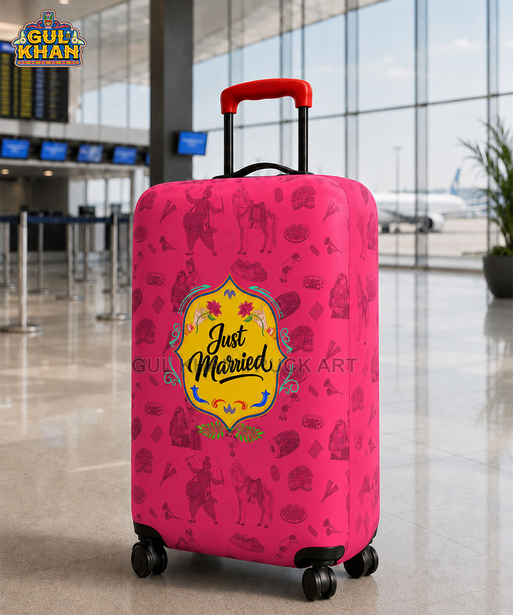 Just Married Art Trolley Bag Cover ( Customizable )
