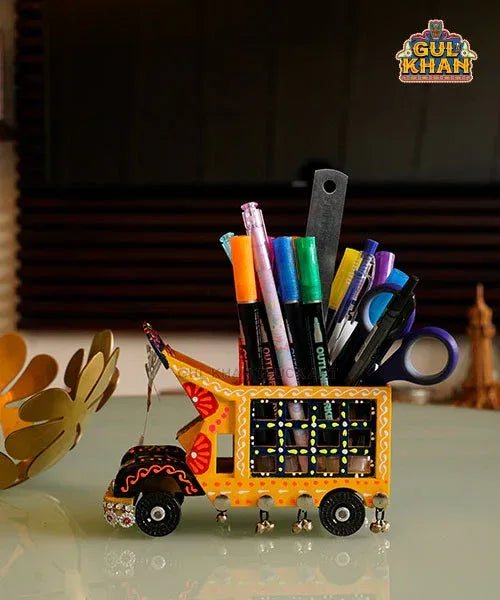 Cone Art Yellow Stationery Truck Design - Gul Khan Truck Art