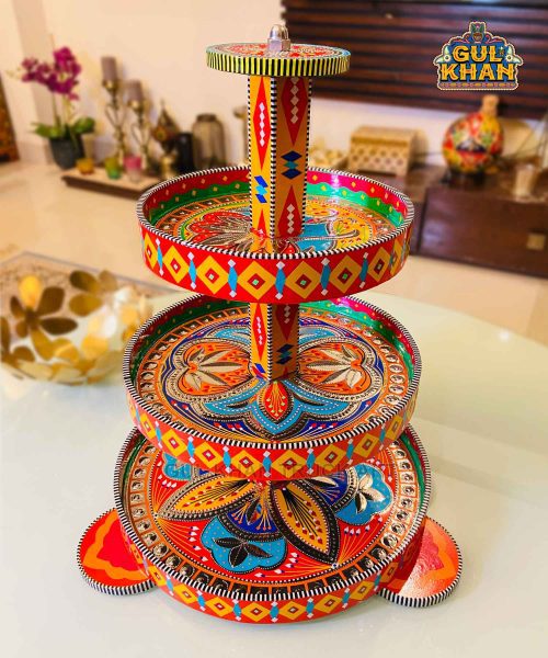 3 Tier Serving Tray (Handmade) - 02 - Gul Khan Truck Art