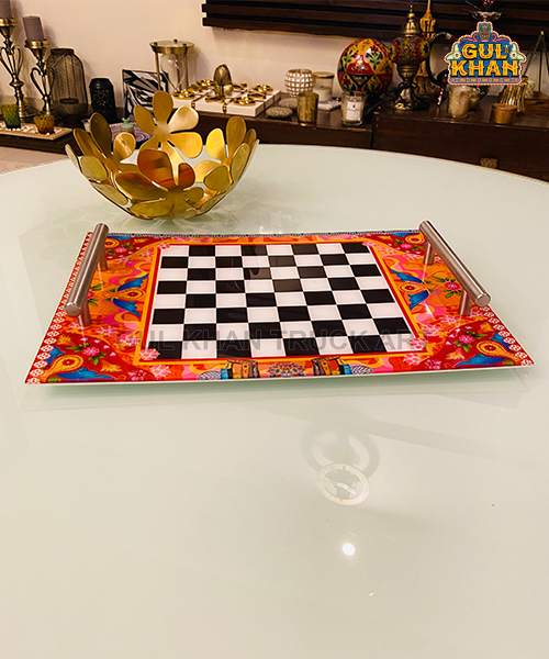 Acrylic Chess Tray (With Steel Handle) 005