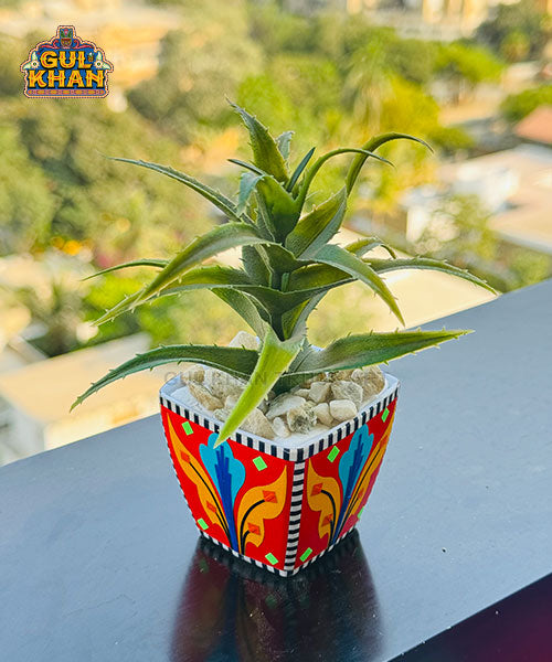 Indoor Flower Pot Design 03 (Chamakpatti Handmade) - Gul Khan Truck Art