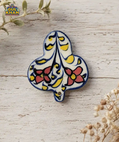 Multani Blue Pottery Leaf Ceramic Magnet