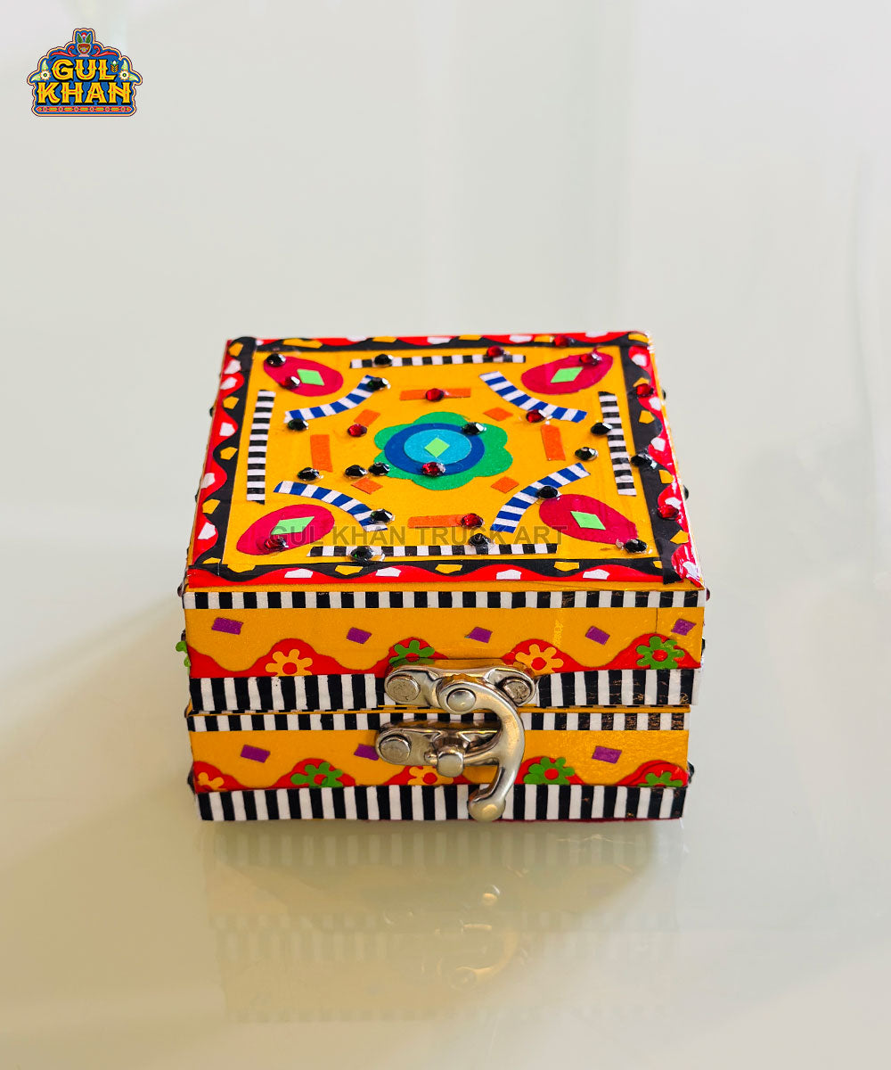 Yellow Multicolor Truck Art Jewellery Box