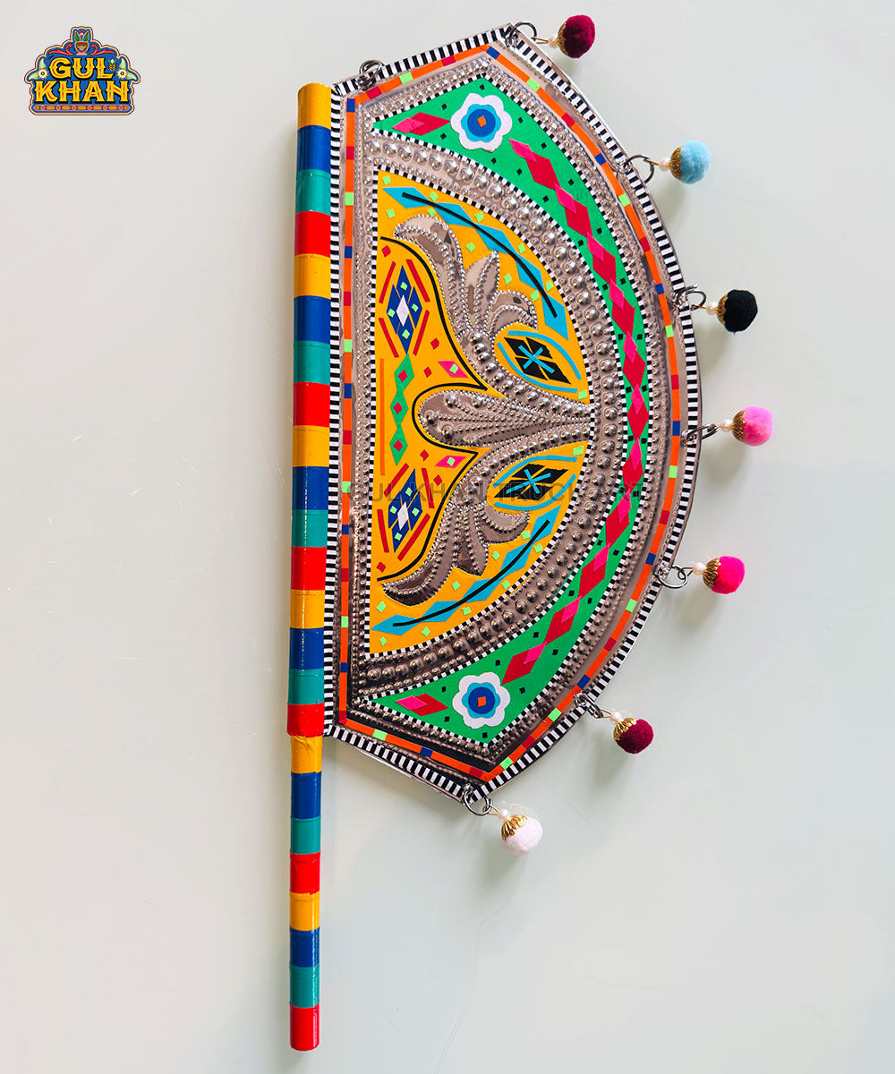 Yellow Floral Truck Art Hand Fan