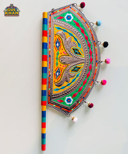 Yellow Floral Truck Art Hand Fan