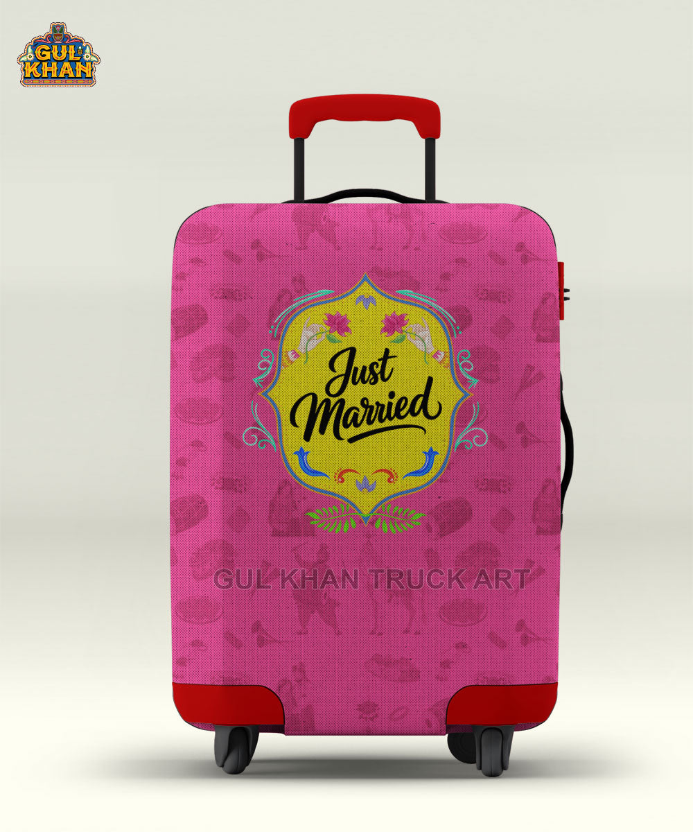 Just Married Art Trolley Bag Cover ( Customizable )