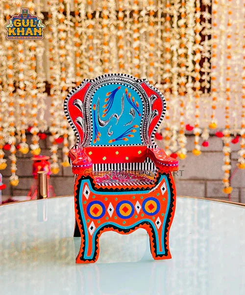 Miniature Kursi Design 03 (Chamakpatti Handmade) - Gul Khan Truck Art