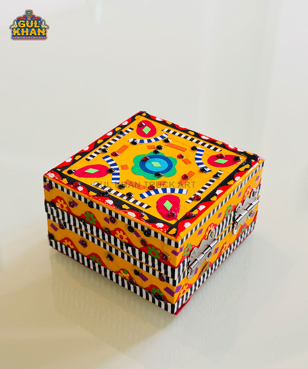 Yellow Multicolor Truck Art Jewellery Box