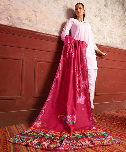 Pink Motif Printed Truck Art Shawls - Gul Khan Truck Art