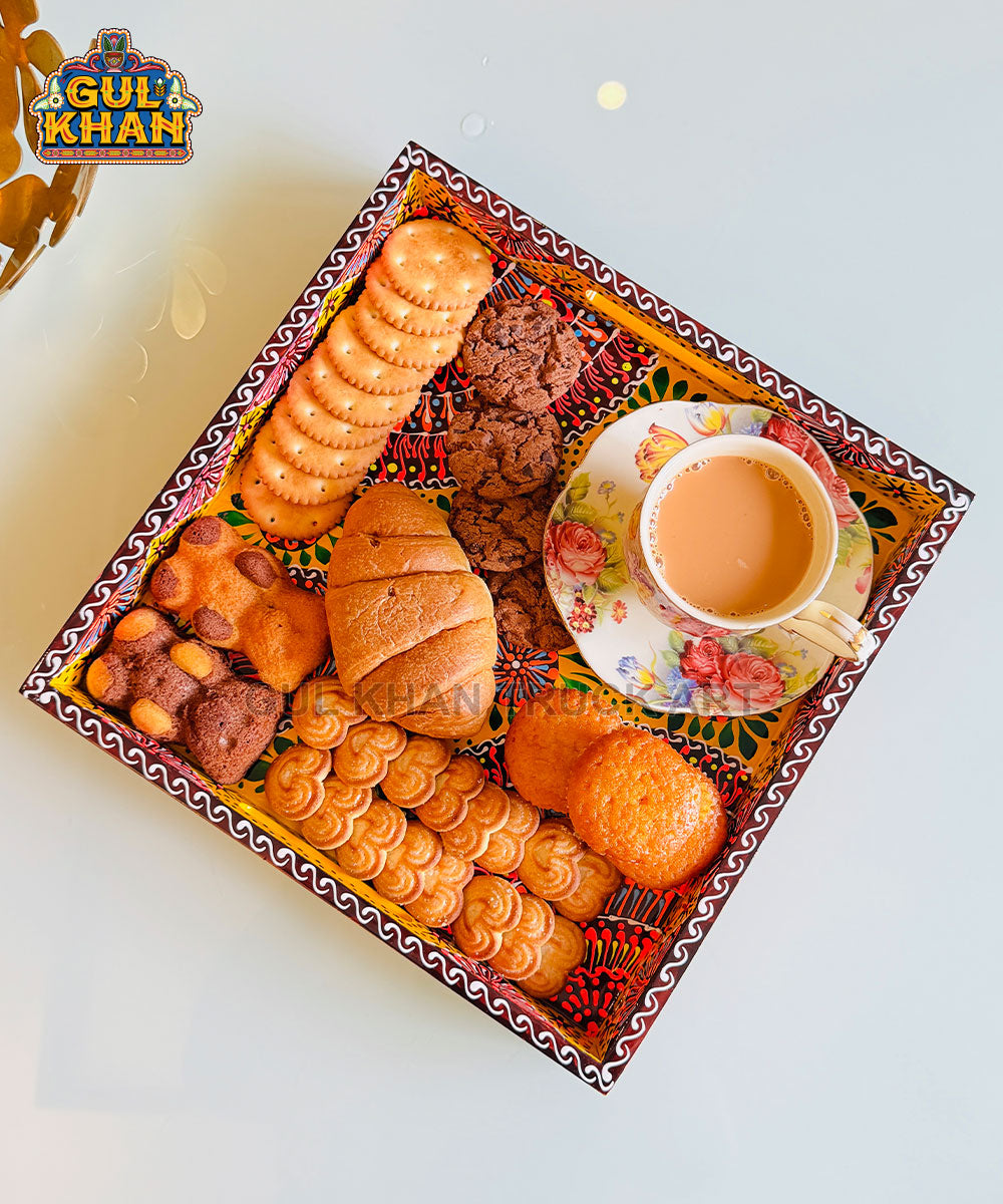 Yellow Circle Cone Truck Art Tray (Handpainted)