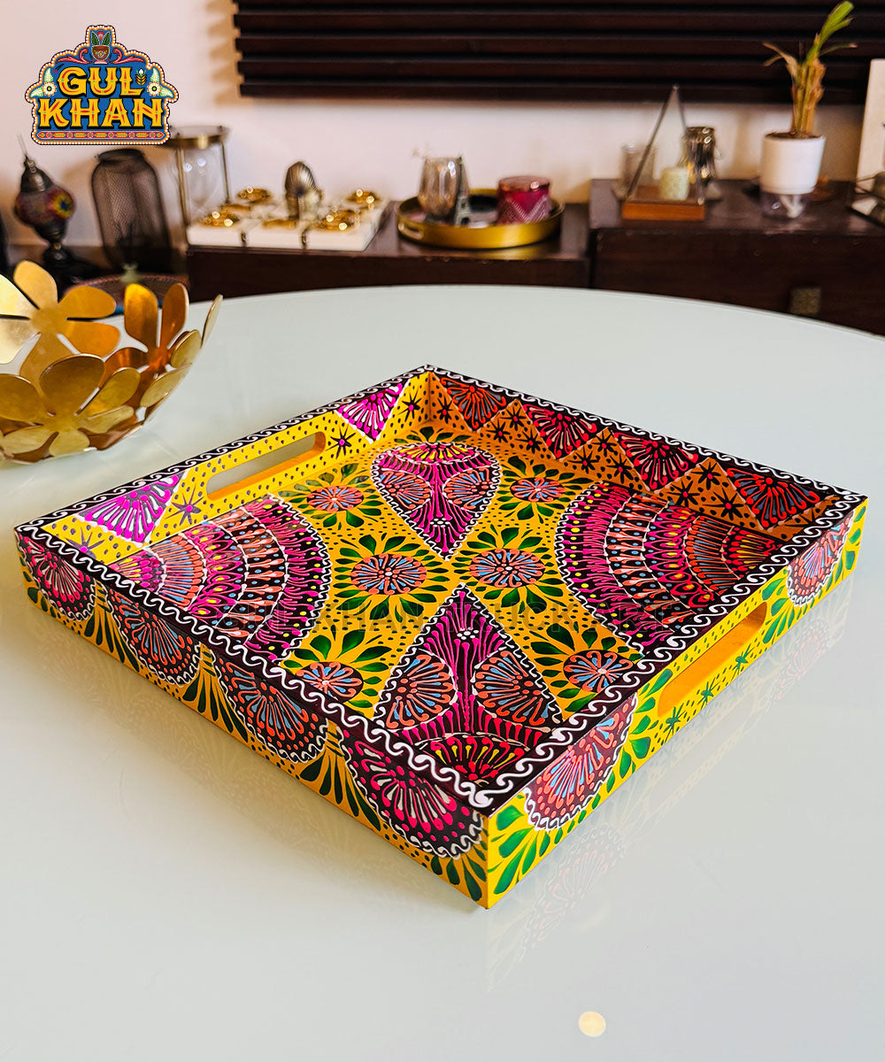 Yellow Circle Cone Truck Art Tray (Handpainted)