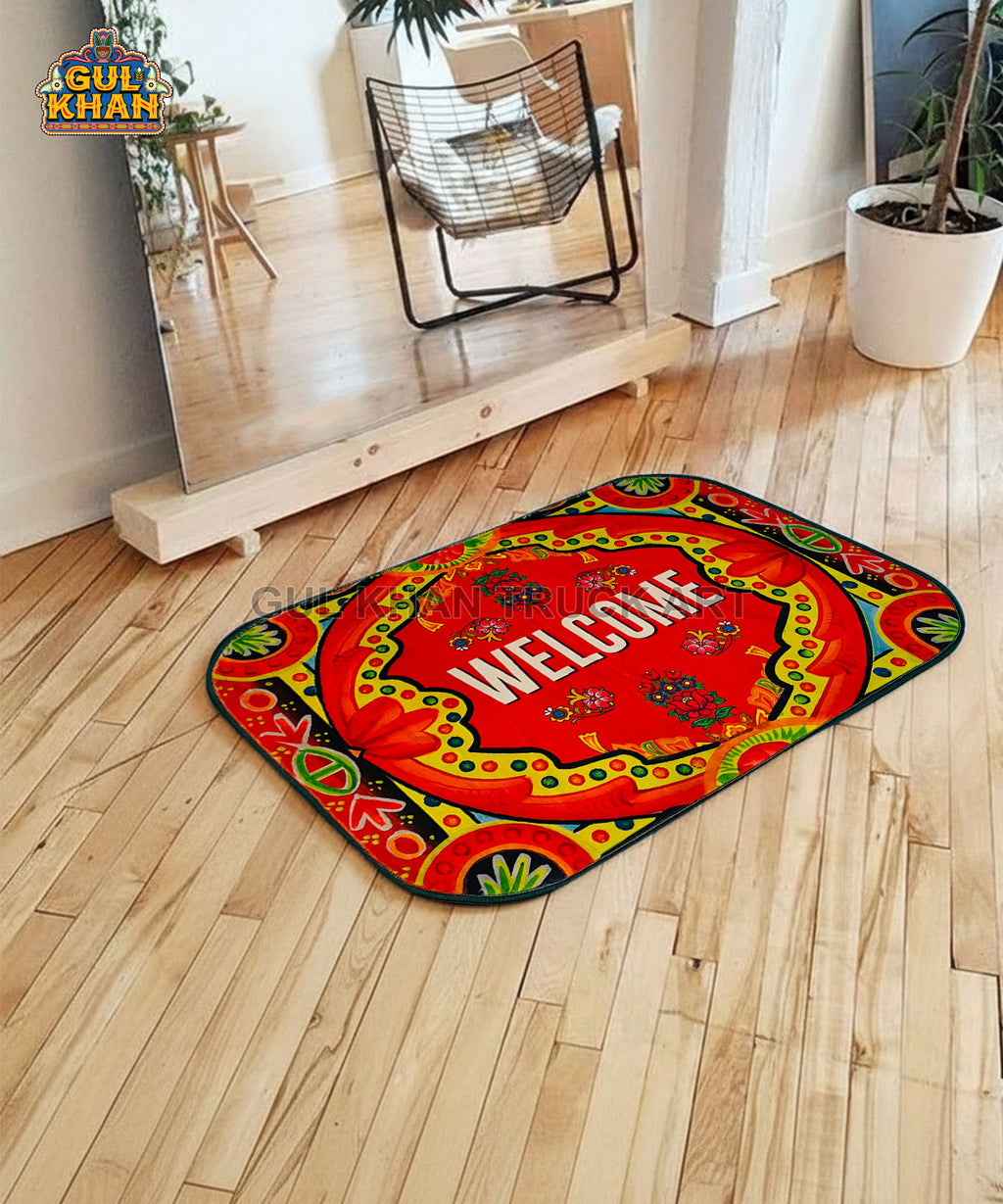 Wellcome Printed Truck Art Floor Mat - Gul Khan Truck Art
