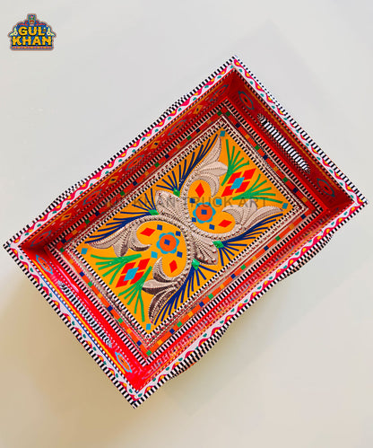 Red Multicolor Truck Art Wheel Tray