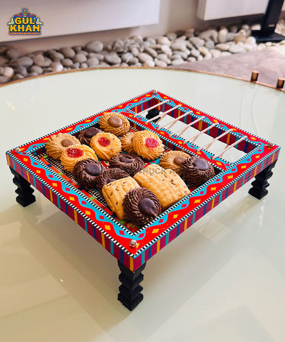 Turquoise Red Truck Art Charpai Tray