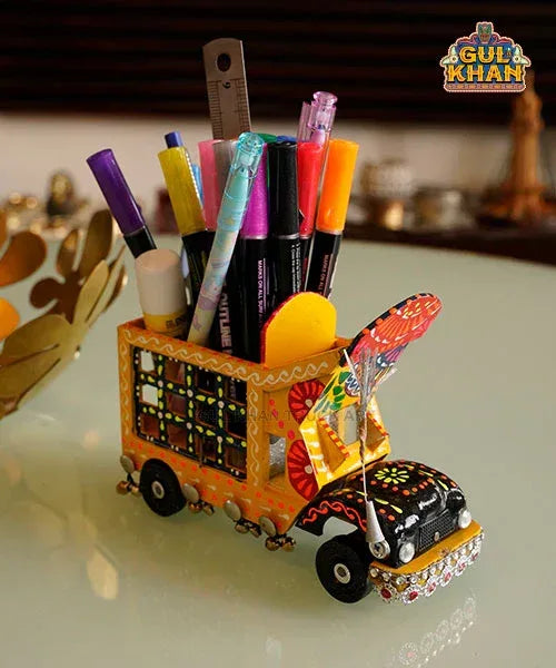 Cone Art Yellow Stationery Truck Design - Gul Khan Truck Art