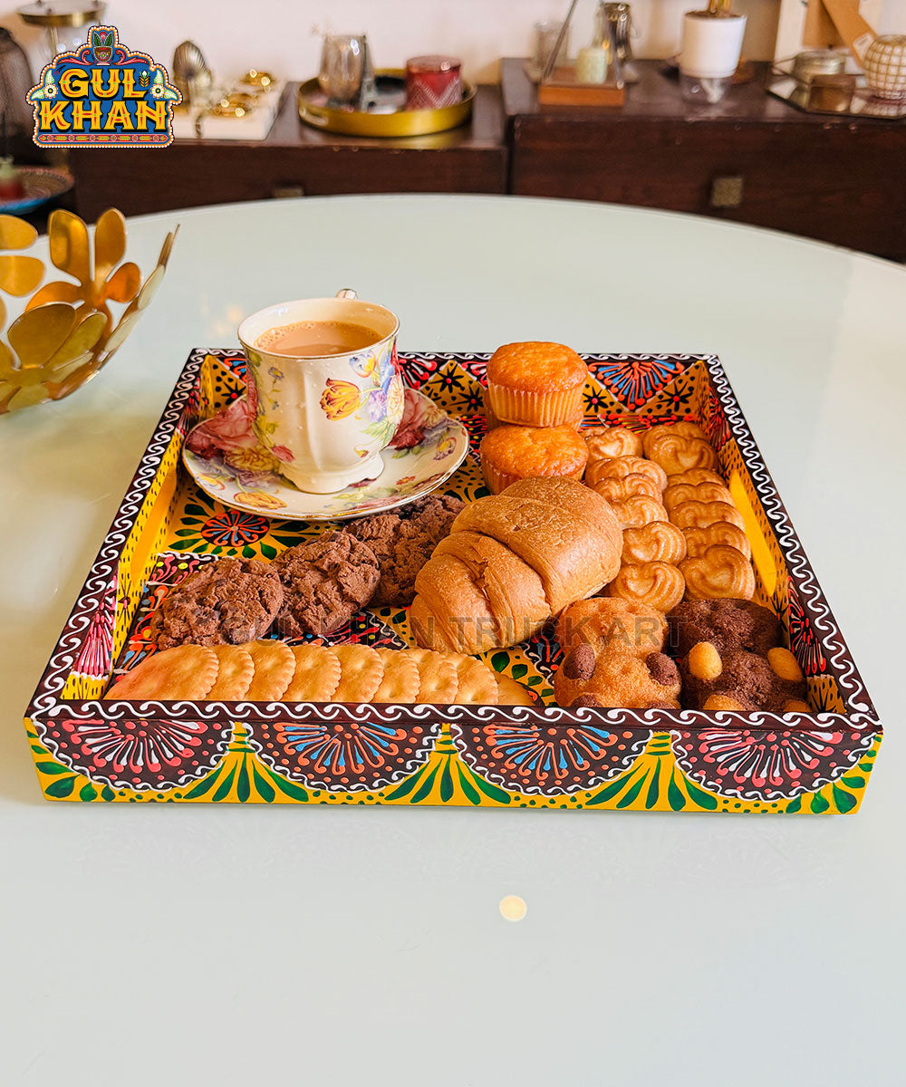 Yellow Circle Cone Truck Art Tray (Handpainted)