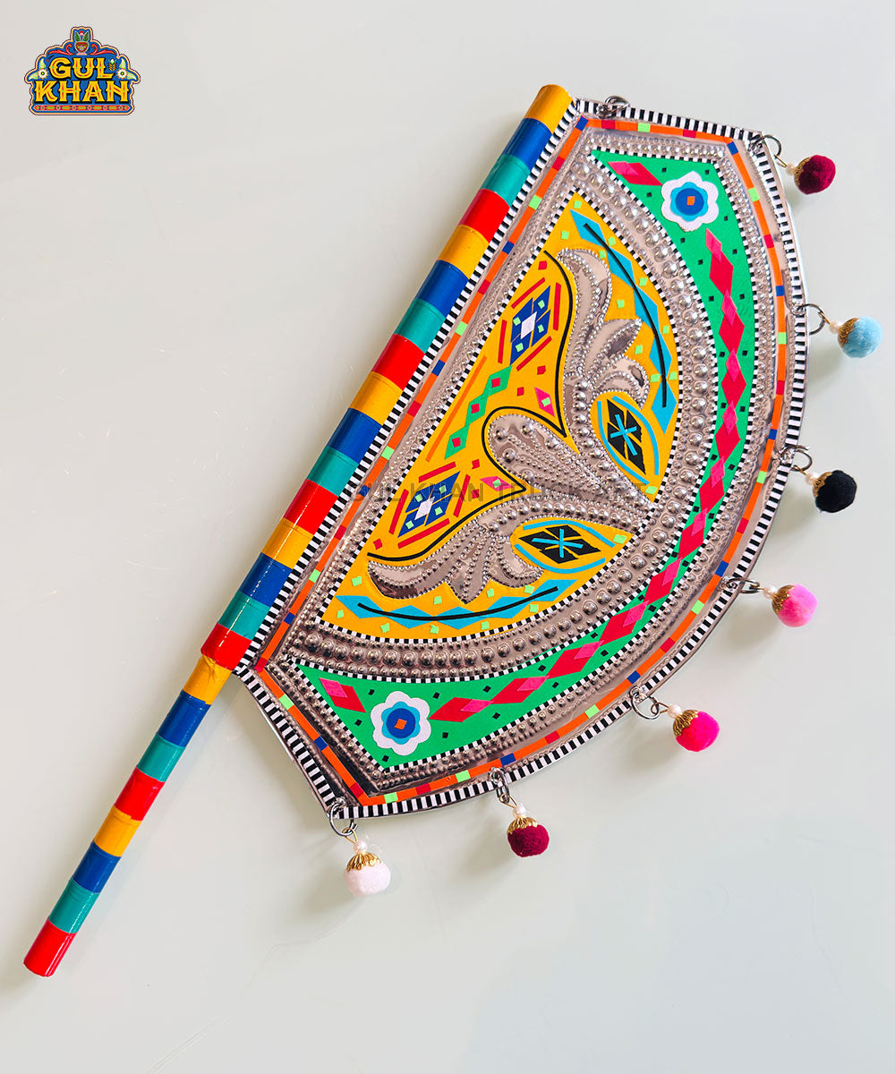 Yellow Floral Truck Art Hand Fan
