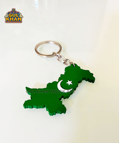 Pakistan Map Premium Rubber Key Chain - Gul Khan Truck Art