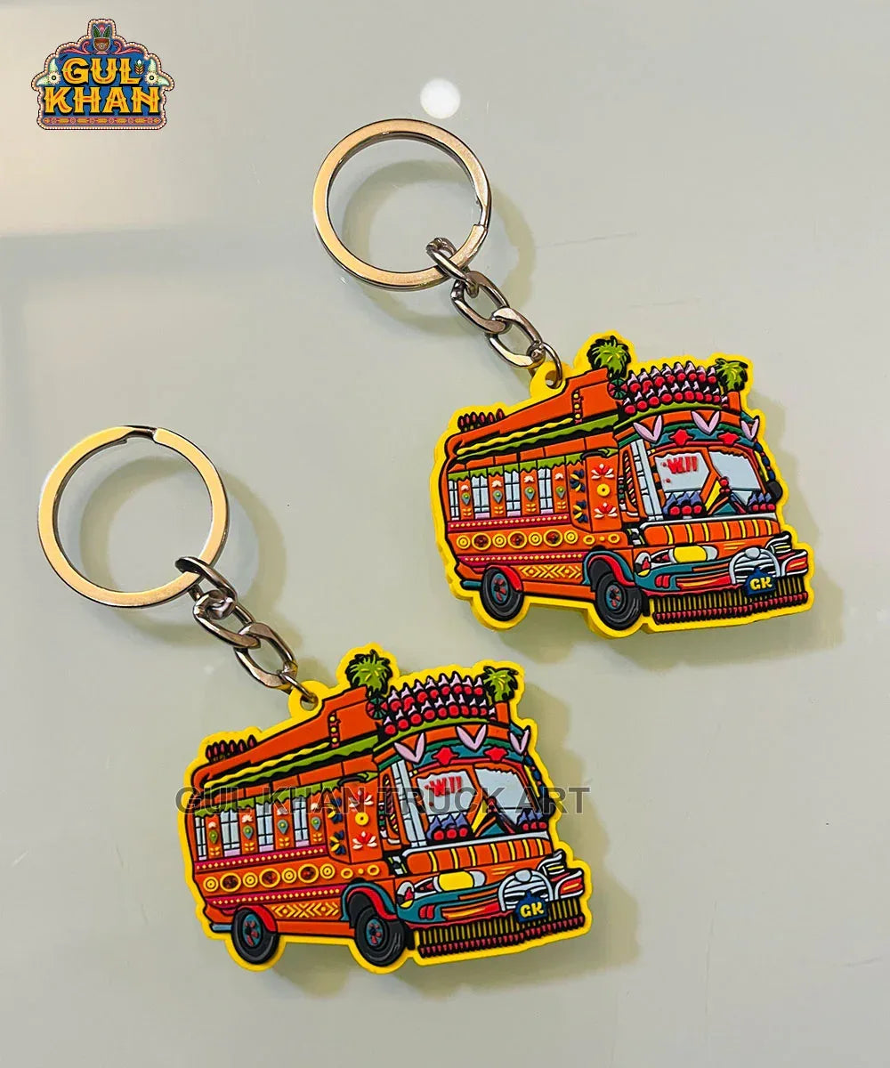 Bus W11 Premium Rubber Key Chain - Gul Khan Truck Art