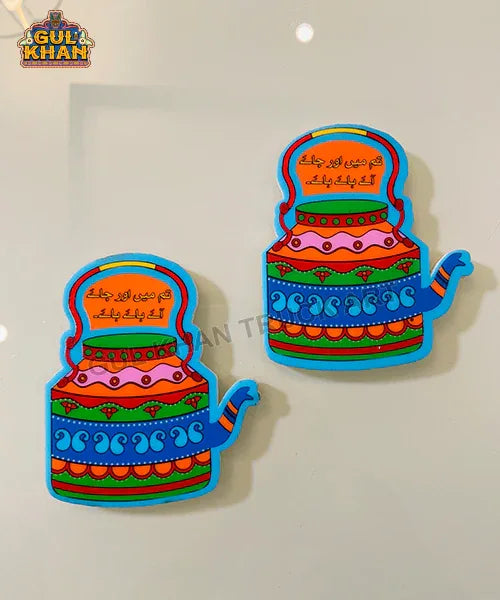 Blue Kettle Acrylic Fridge Magnet - Gul Khan Truck Art