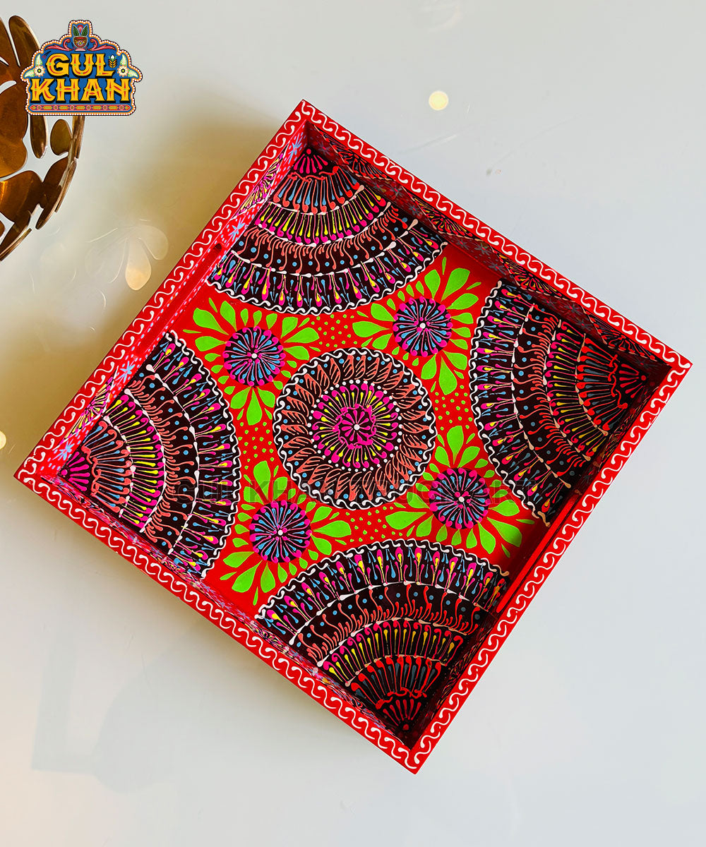 Red Semi Circle Cone Truck Art Tray (Handpainted)