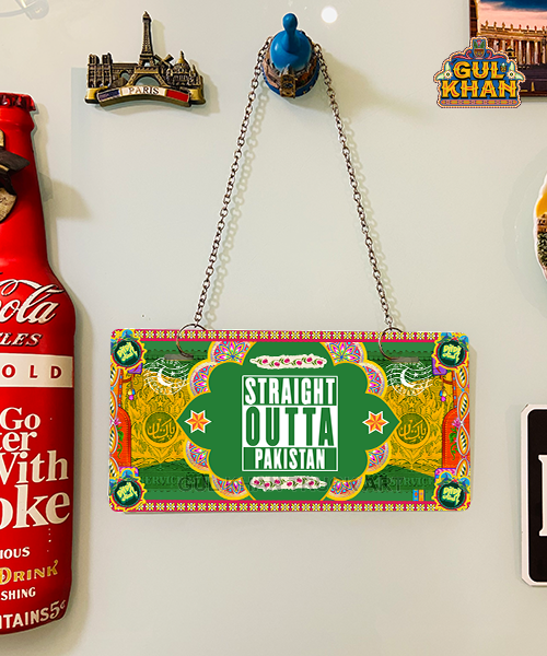 Green Straight Outta Pakistan Truck Art Wall Plate - Gul Khan Truck Art