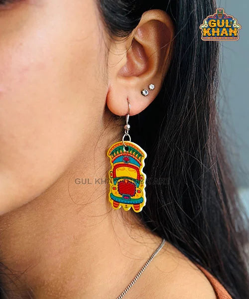 Yellow Truck Ear Rings