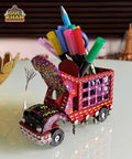 Cone Art Red Stationery Truck Design - Gul Khan Truck Art