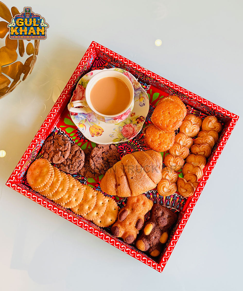 Red Semi Circle Cone Truck Art Tray (Handpainted)