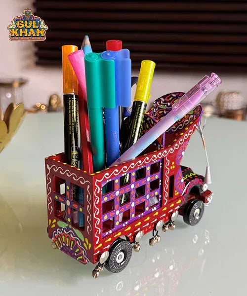 Cone Art Red Stationery Truck Design - Gul Khan Truck Art