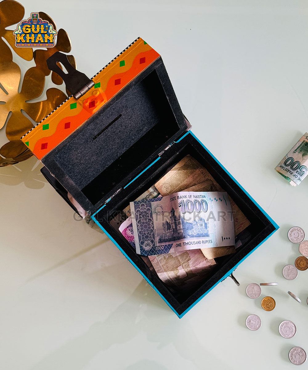 Yellow & Red Truck Art Money Box Gullak