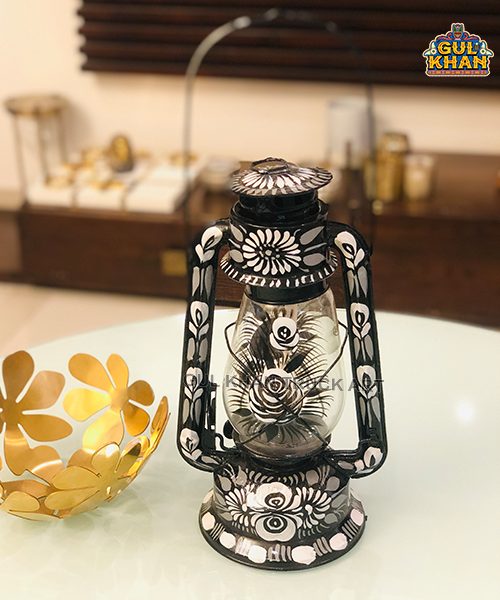 Gray Scale Handpainted Lantern 2230 - Gul Khan Truck Art