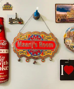 Yellow & Red Truck Art Wall Hanging - Gul Khan Truck Art