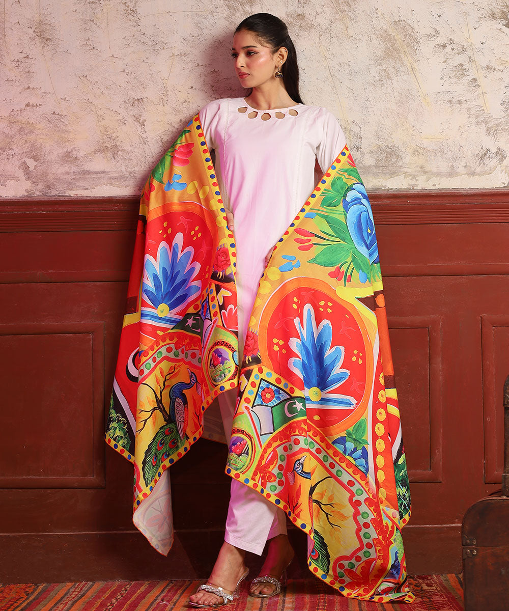 Dil Dil Pakistan Printed Truck Art Shawls - Gul Khan Truck Art