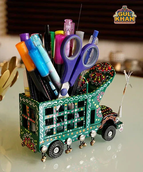 Cone Art Green Stationery Truck Design - Gul Khan Truck Art