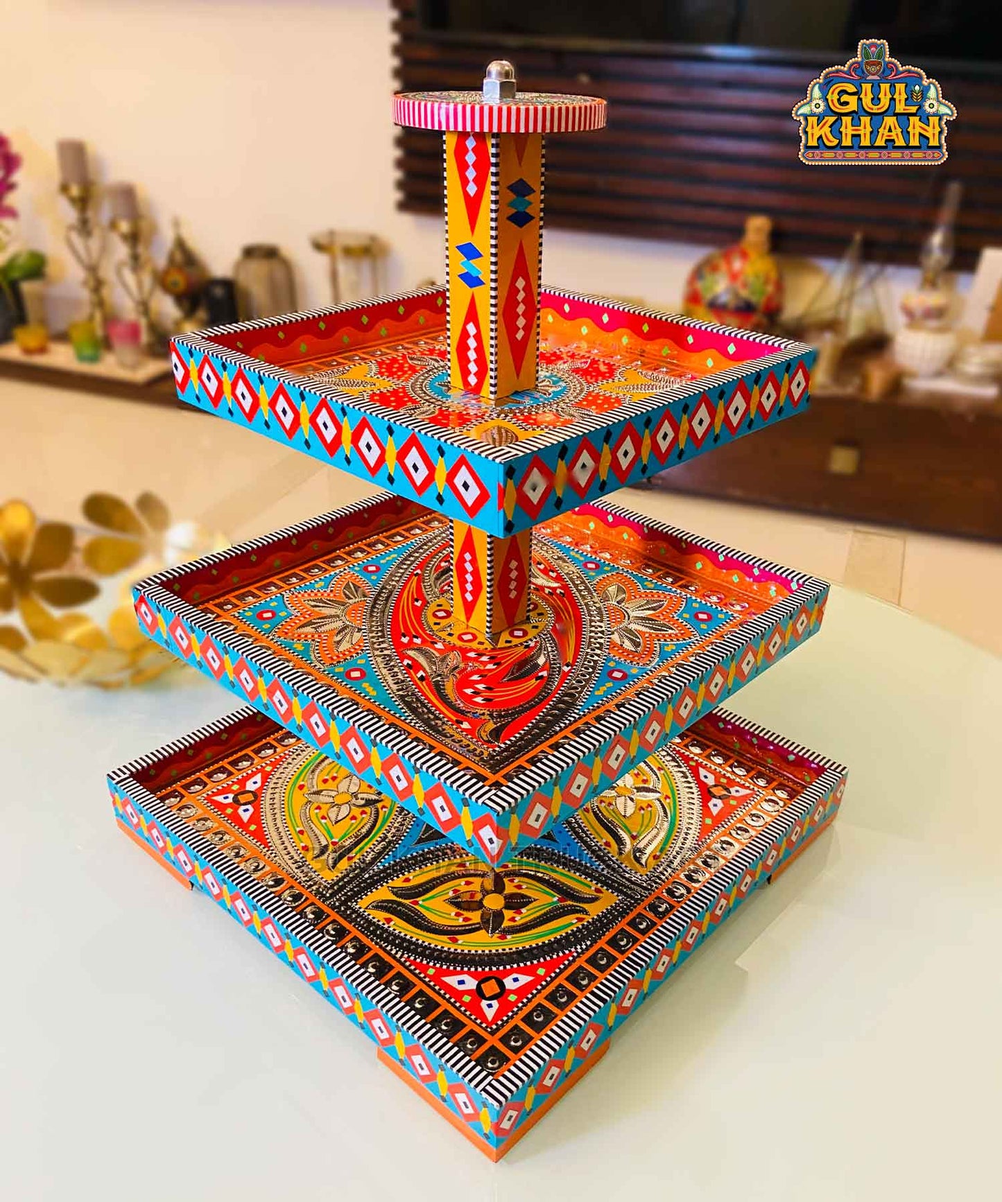 3 Tier Serving Tray (Handmade) – 01 - Gul Khan Truck Art