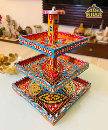 3 Tier Serving Tray (Handmade) – 01 - Gul Khan Truck Art