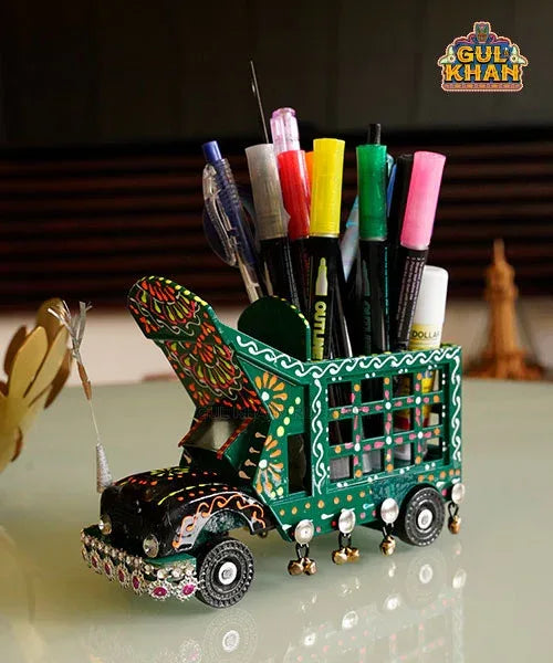 Cone Art Green Stationery Truck Design - Gul Khan Truck Art
