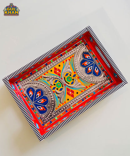 Red Multicolor Truck Art Mini Tray
