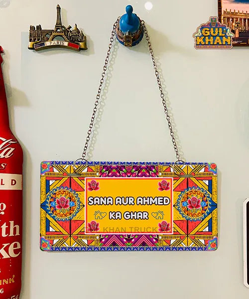 Flower Triangular Truck Art Wall Plate - Gul Khan Truck Art