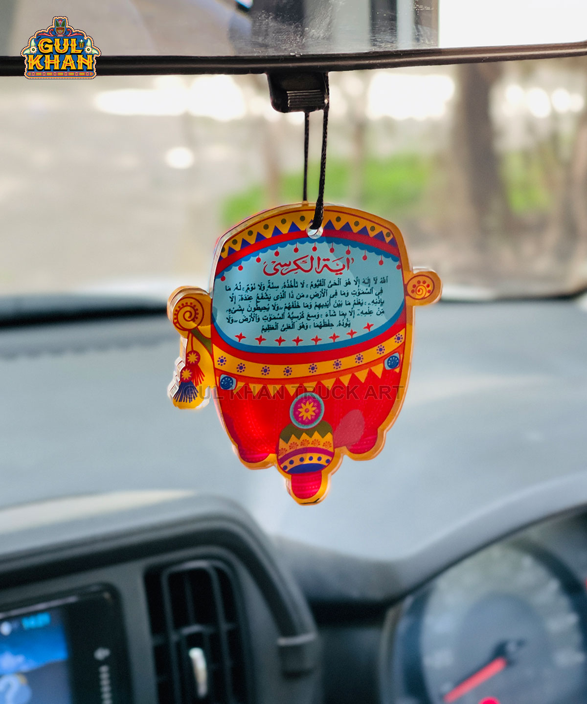 Car Hanging Red Rickshaw (Dual side print) 01