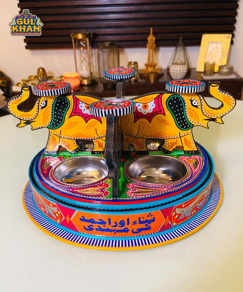 Yellow & Red Truck Art Elephant Tray