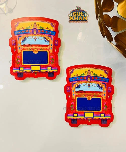 Red Truck Acrylic Fridge Magnet - Gul Khan Truck Art