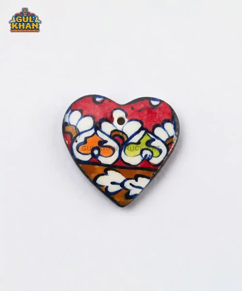 Multani Blue Pottery Heart-Shaped Floral Ceramic Magnet