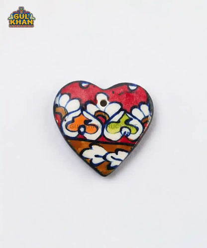 Multani Blue Pottery Heart-Shaped Floral Ceramic Magnet